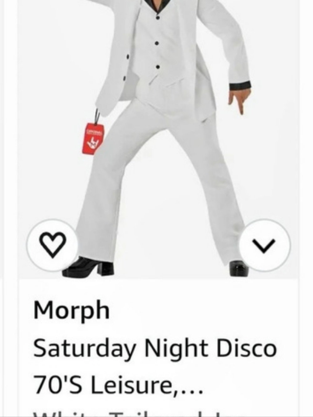 Saturday Night Disco 70's Leisure White Suit Party Set